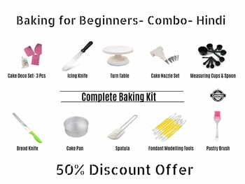 Baking for Beginners- Combo (Egg & Eggless)- Hindi- With Baking Kit