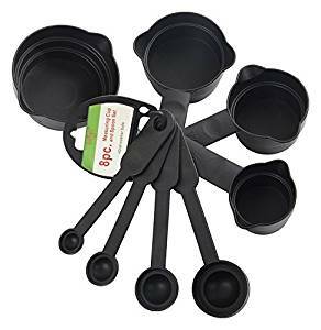 Plastic Measuring Cup and Spoon Set, Black